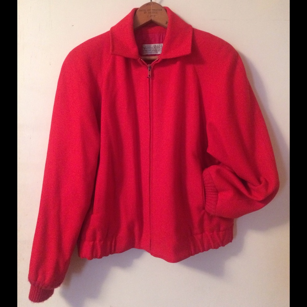 VTG PENDLETON Bomber Jacket- Wool- Classic Red